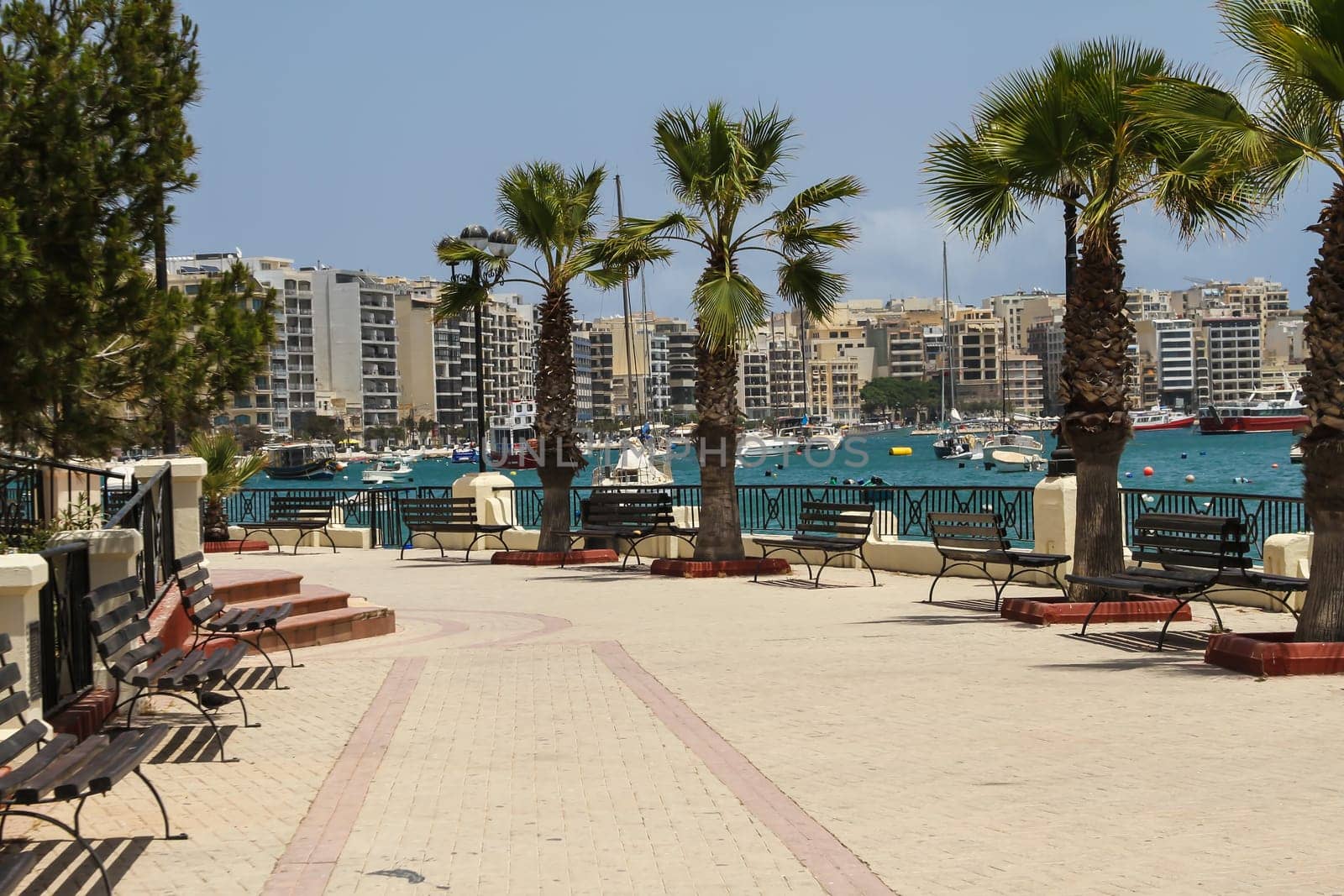 Panorama of Sliema, coastline in Malta.