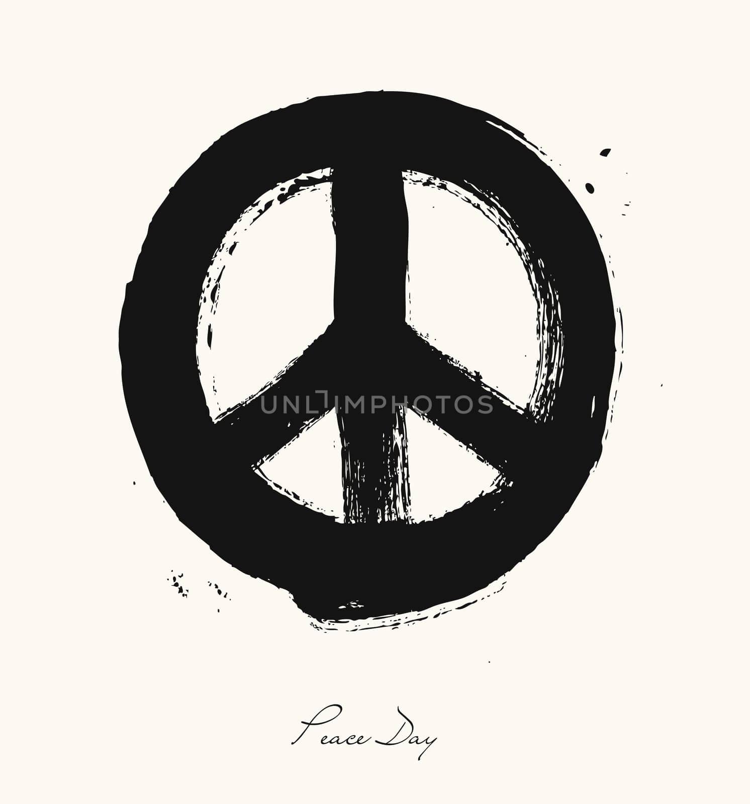 Isolated hand drawn peace symbol brush style composition. EPS10 Vector file organized in layers for easy editing.