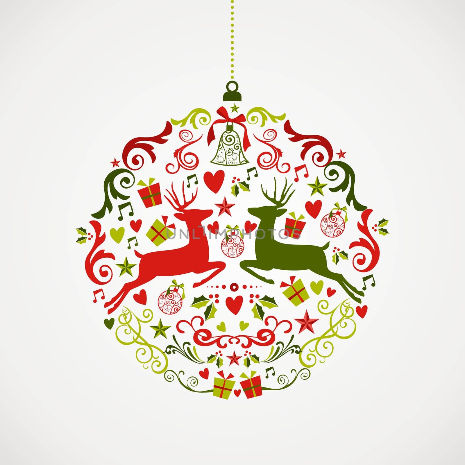 Cute vintage Christmas decoration elements bauble design. EPS10 vector file organized in layers for easy editing.