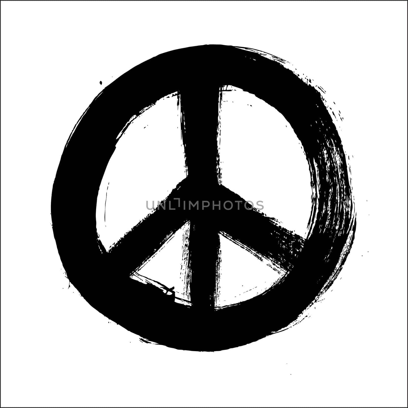 Isolated hand drawn peace symbol brush style composition. EPS10 Vector file organized in layers for easy editing.