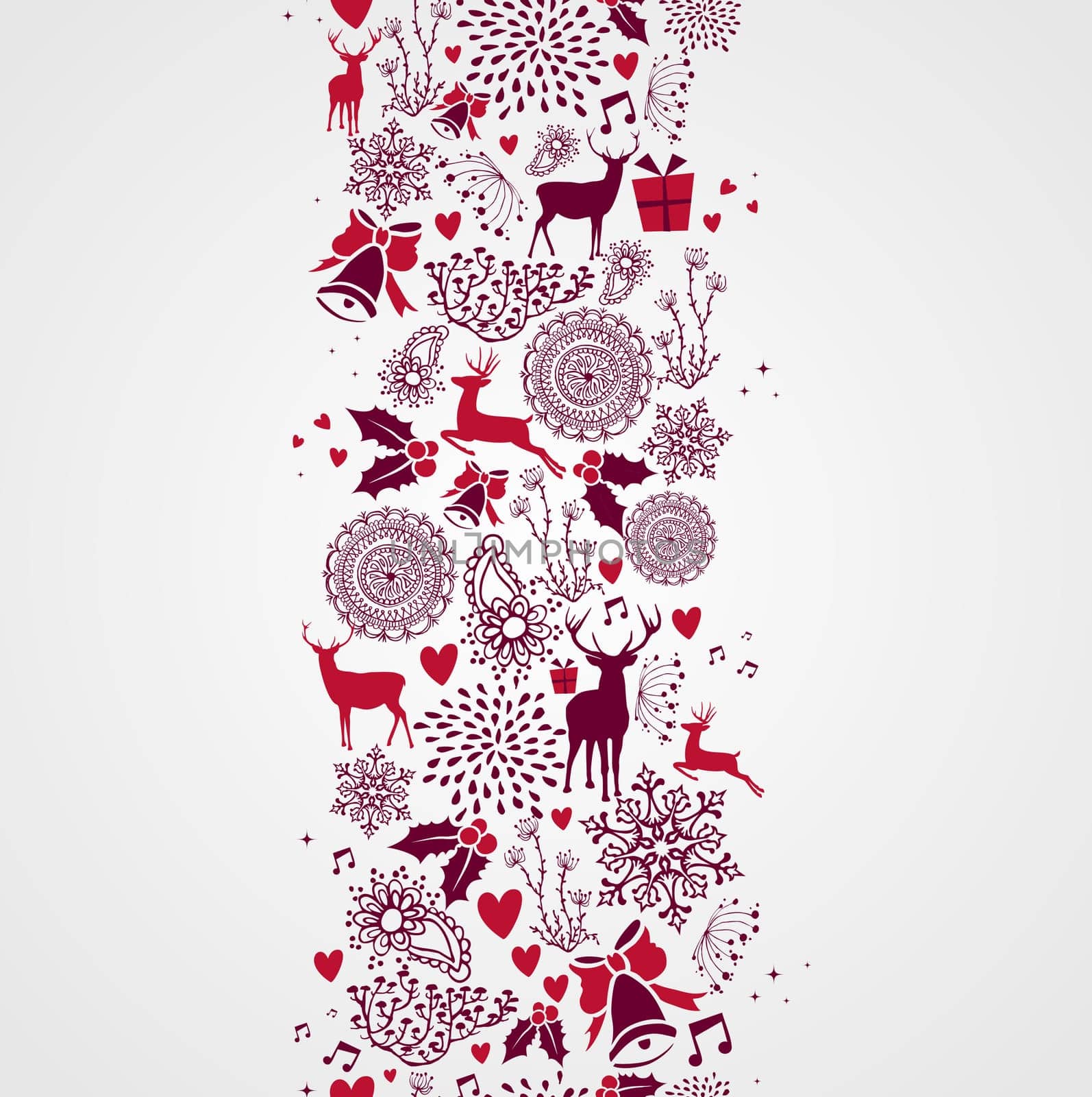 Vintage Christmas elements, reindeers and other elements seamless pattern background. EPS10 vector file organized in layers for easy editing.
