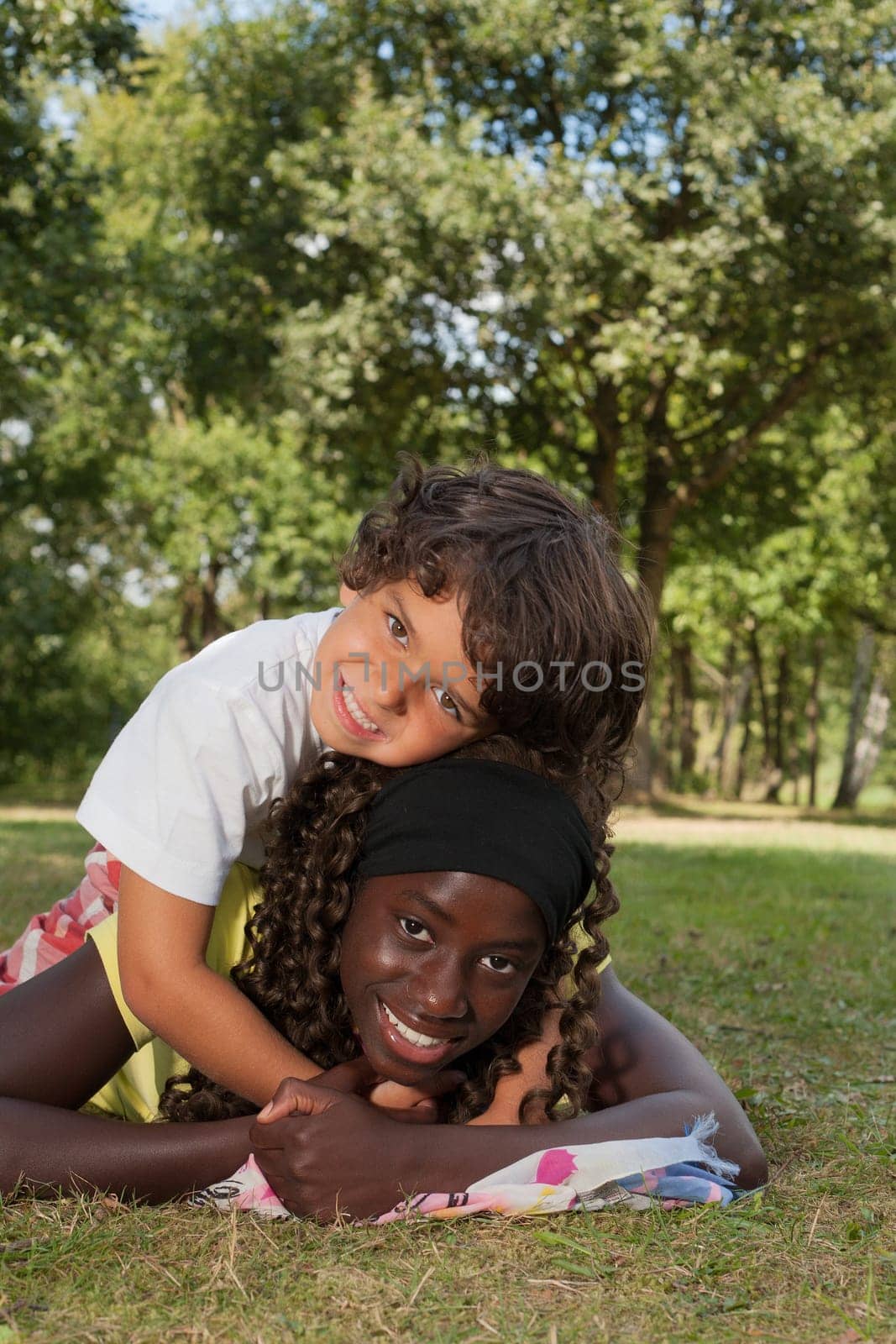 Happy african children having a nice dat at the park.