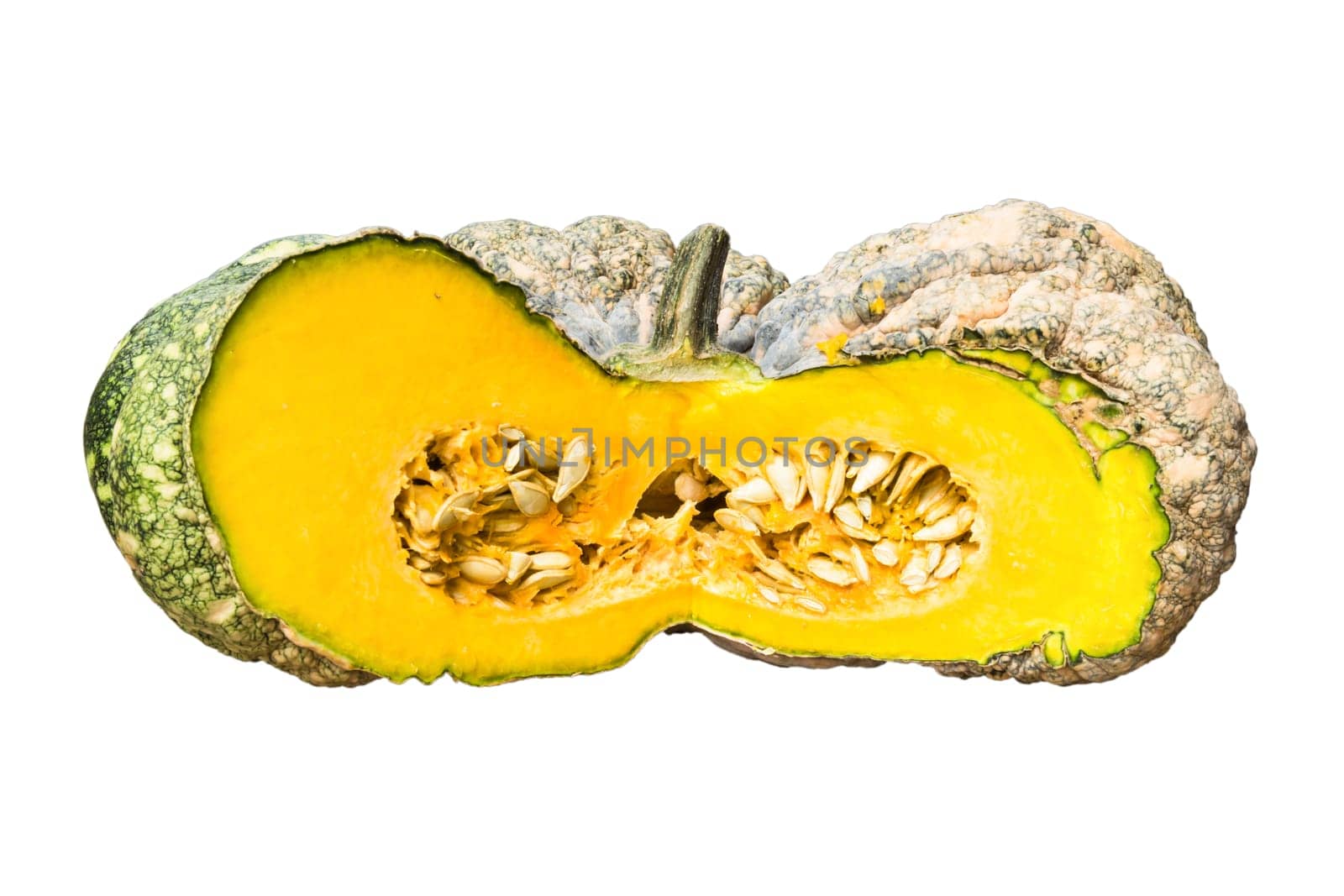 Fresh Sliced pumpkins, Thai pumpkin on a white background