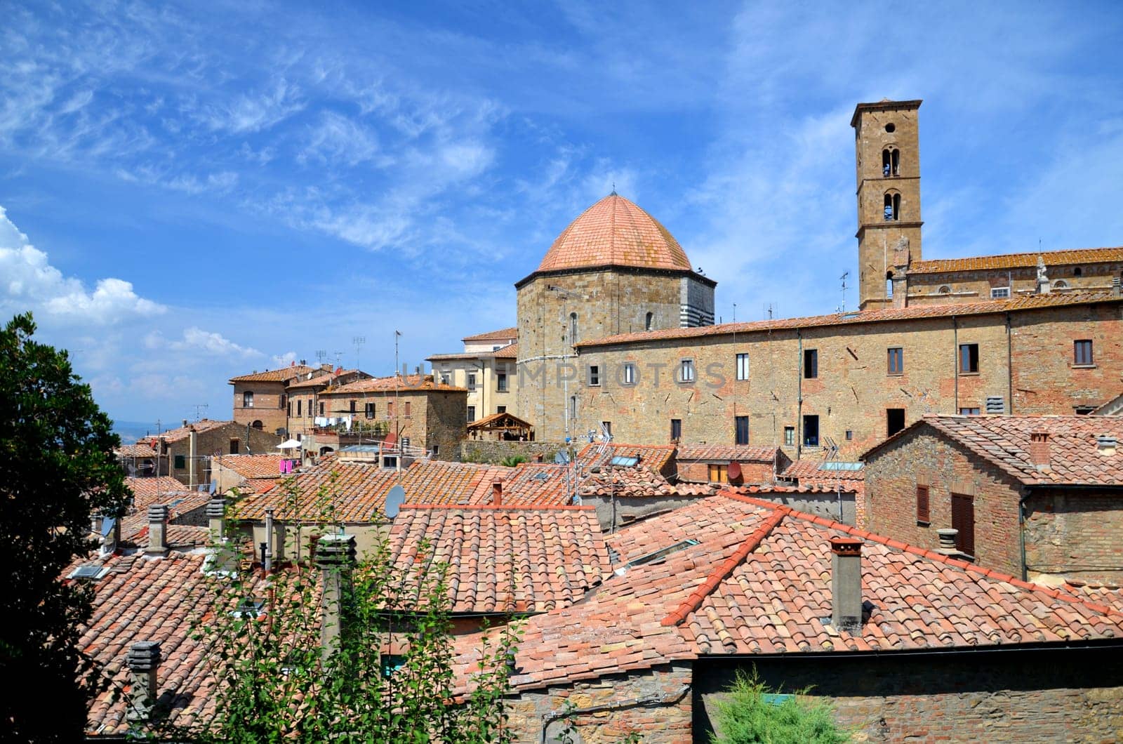 Spectacular view of the old town of Volterra in Tuscany, Italy