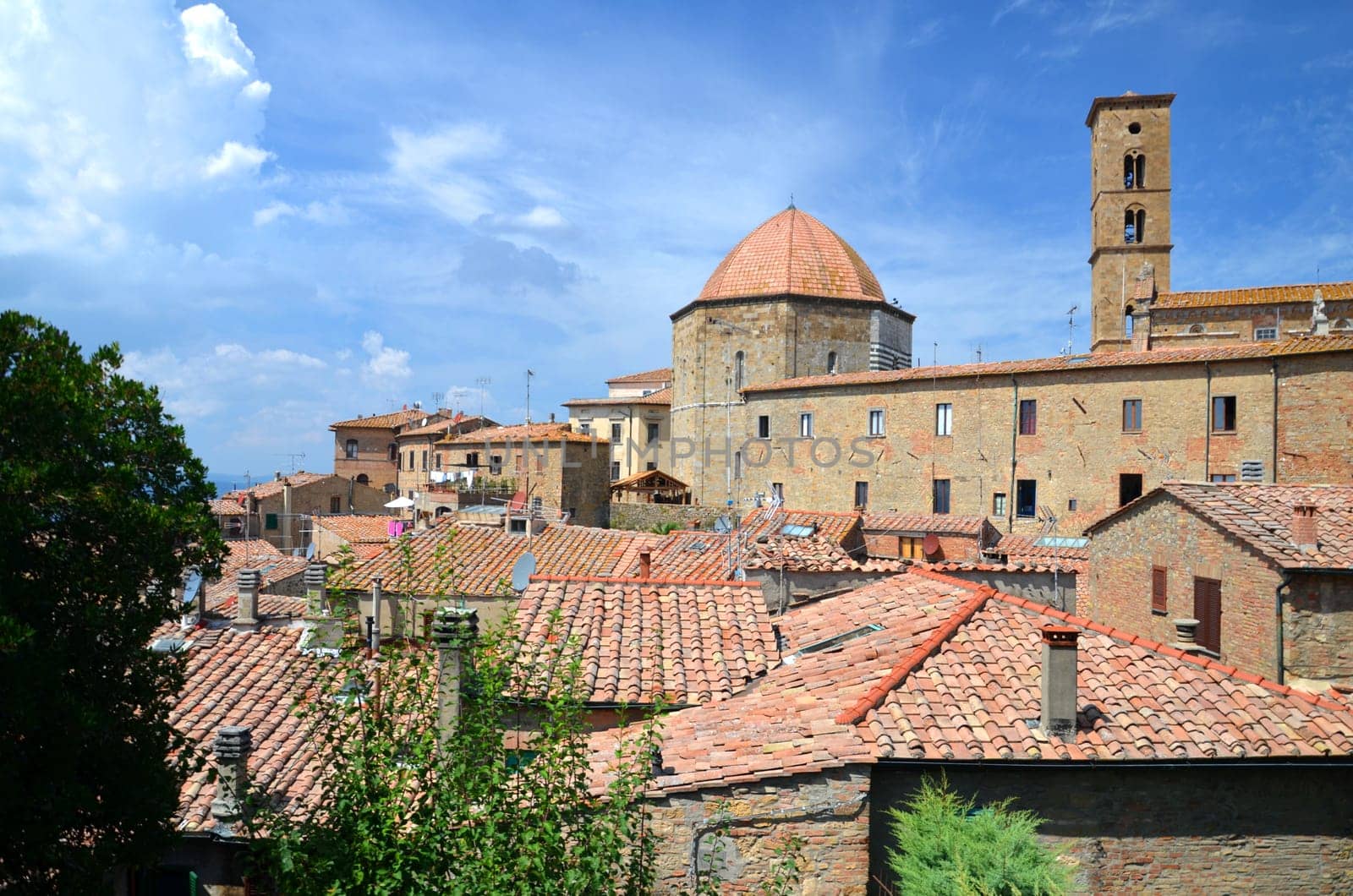 Spectacular view of the old town of Volterra in Tuscany, Italy