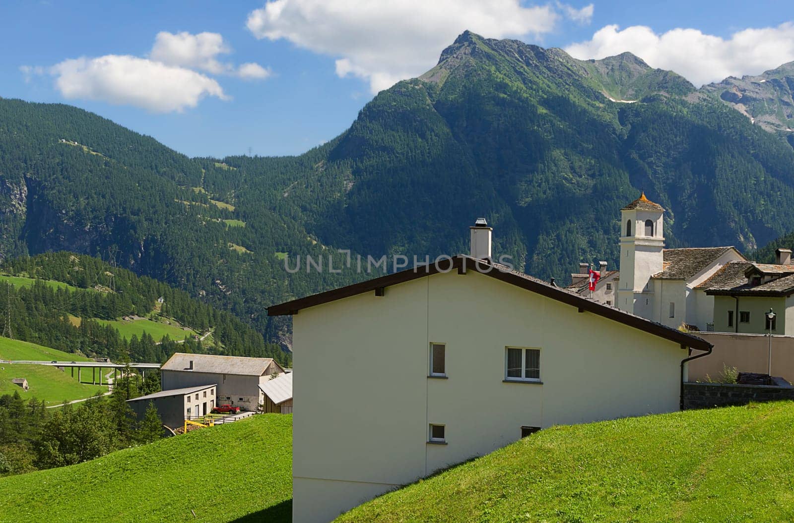 Simplon village with Simplon pass road