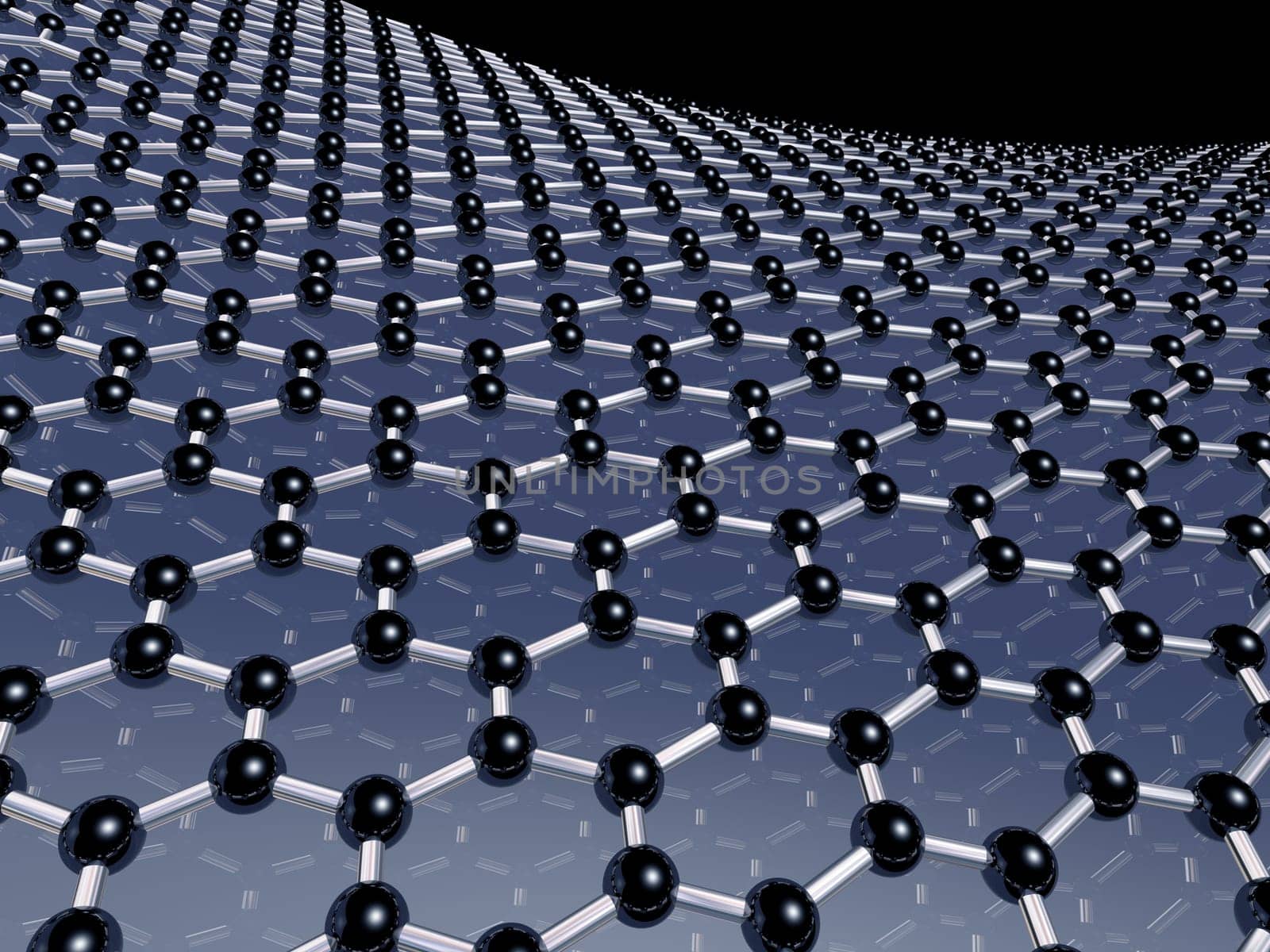 Illustration of carbon atoms forming the honeycomb lattice of graphene