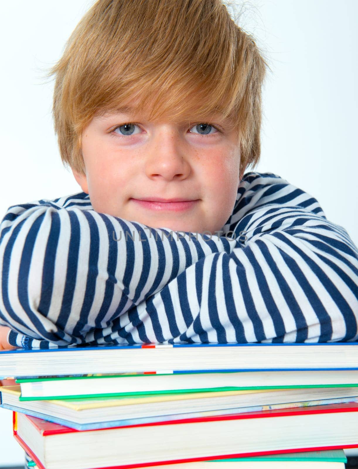 boy with his books
