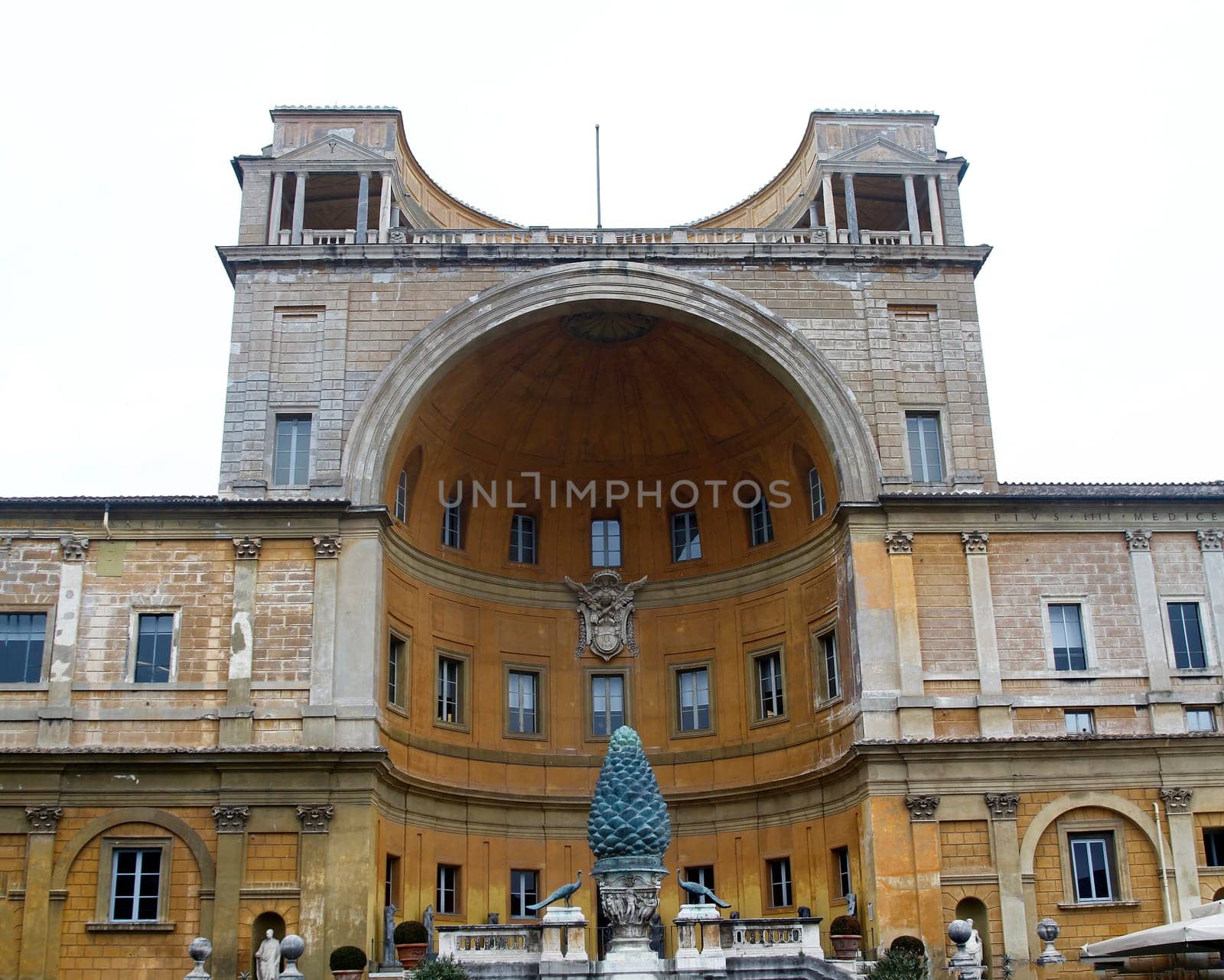 View of the Courtyard of the Pinecone at the Vatican Museums.