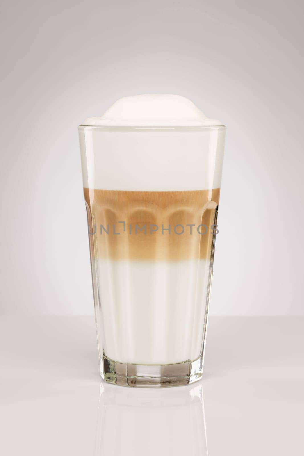Latte macchiato on grey background