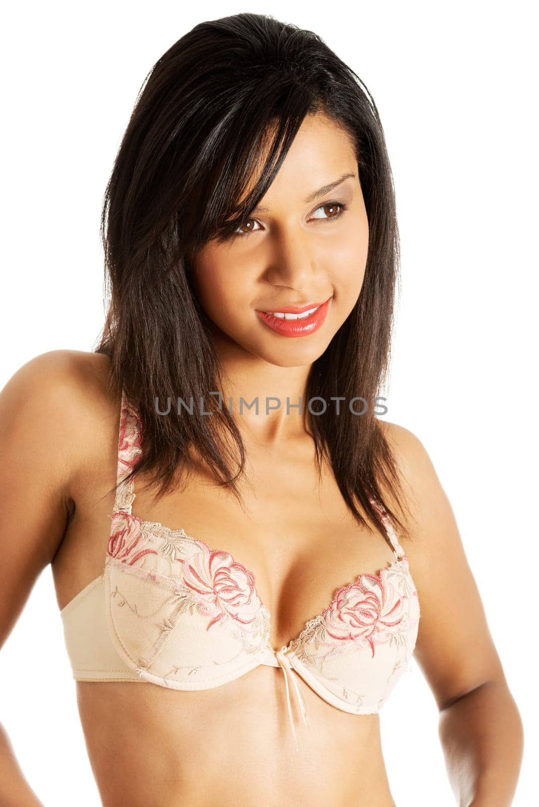 Sexy lady in lingerie, isolated on white background