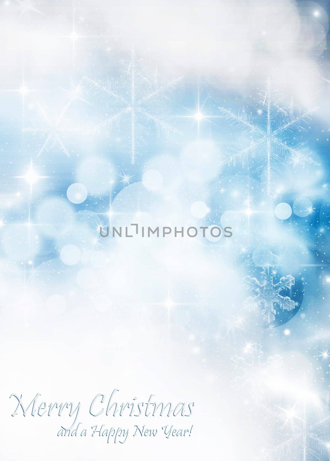 Light abstract Christmas background with white snowflakes
