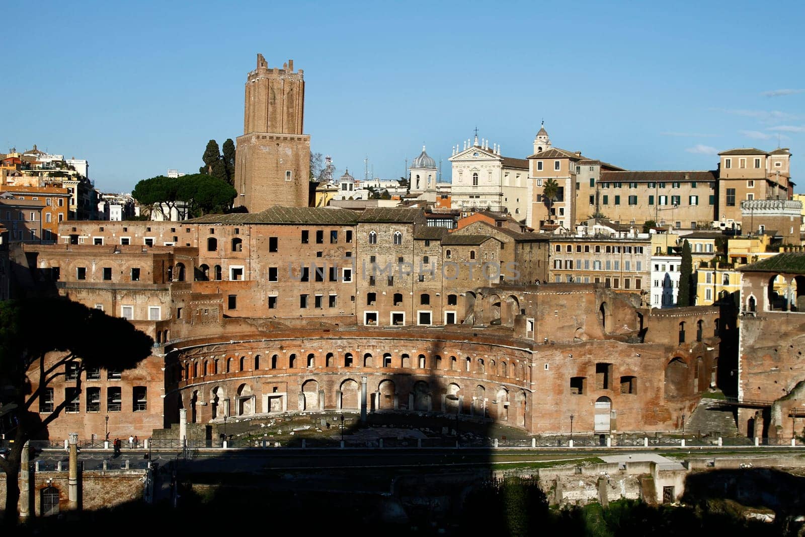 Close view of the Trajan's Market ruins located in Rome, Italy.