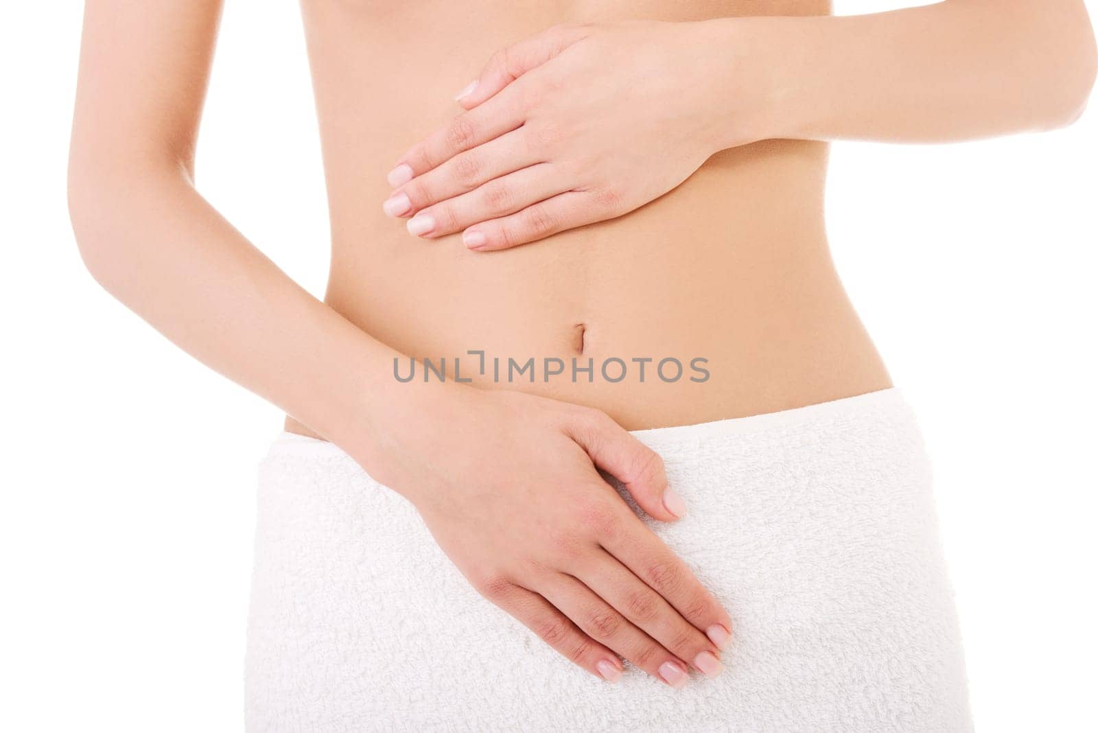 Fit and slim young woman belly