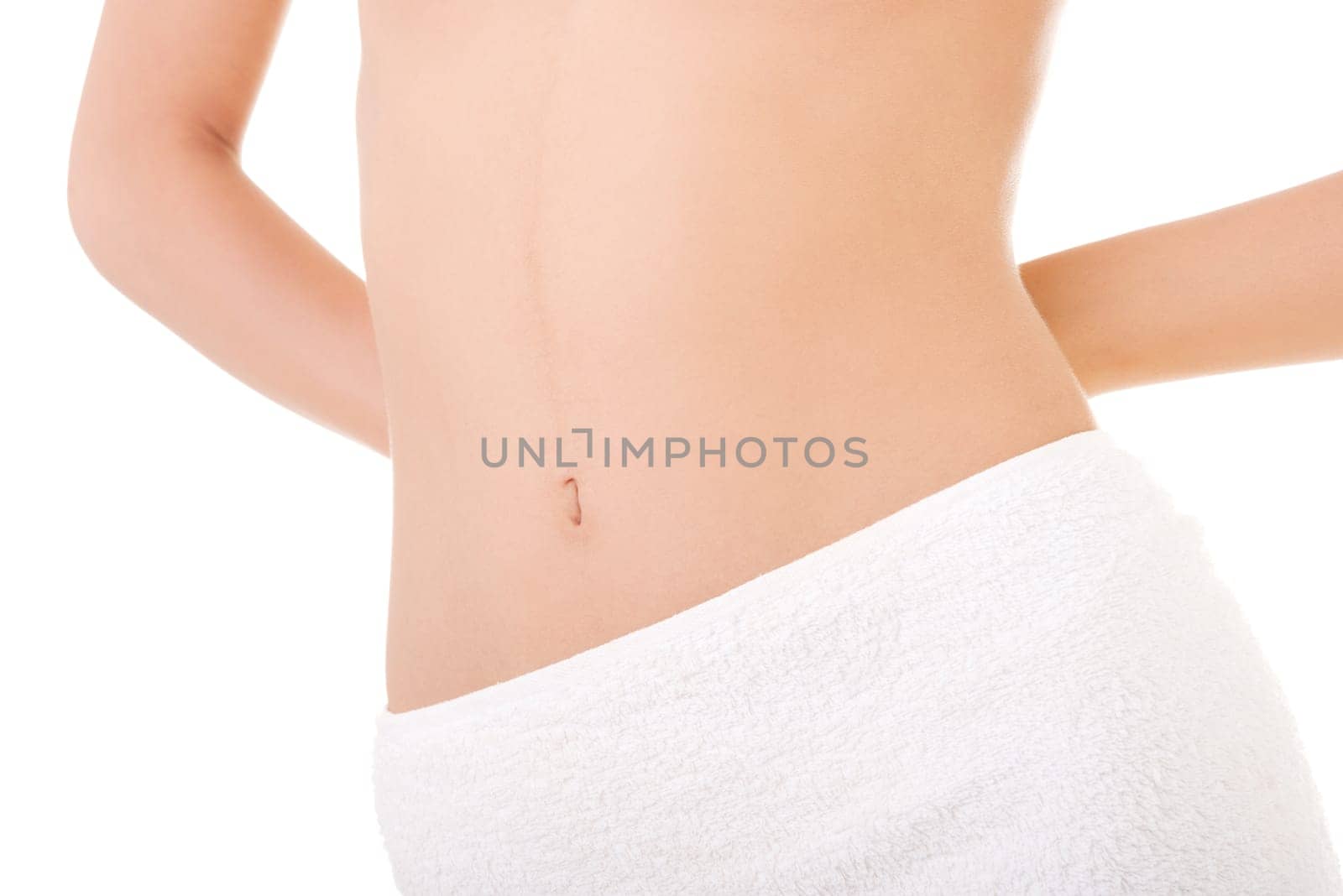 Fit and slim young woman belly