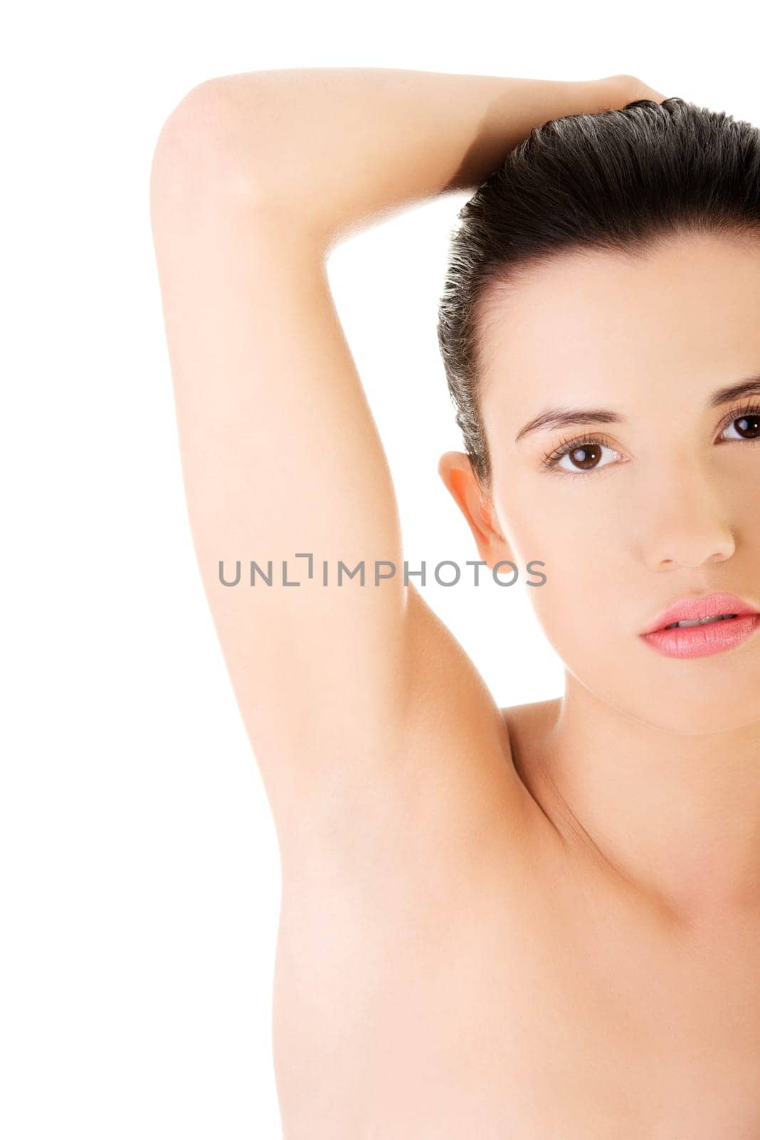 Woman's armpit isolated on white background