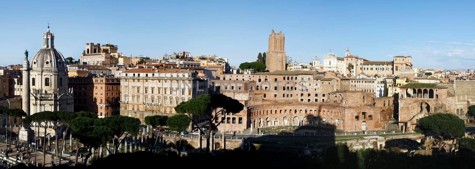 Partial view of the Church Santa Maria di Loreto located near the Trajan's Market area in Rome, Italy