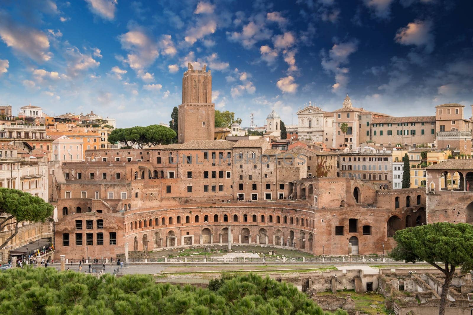Ancient Ruins of Imperial Forum in Rome, via dei Fori Imperiali.