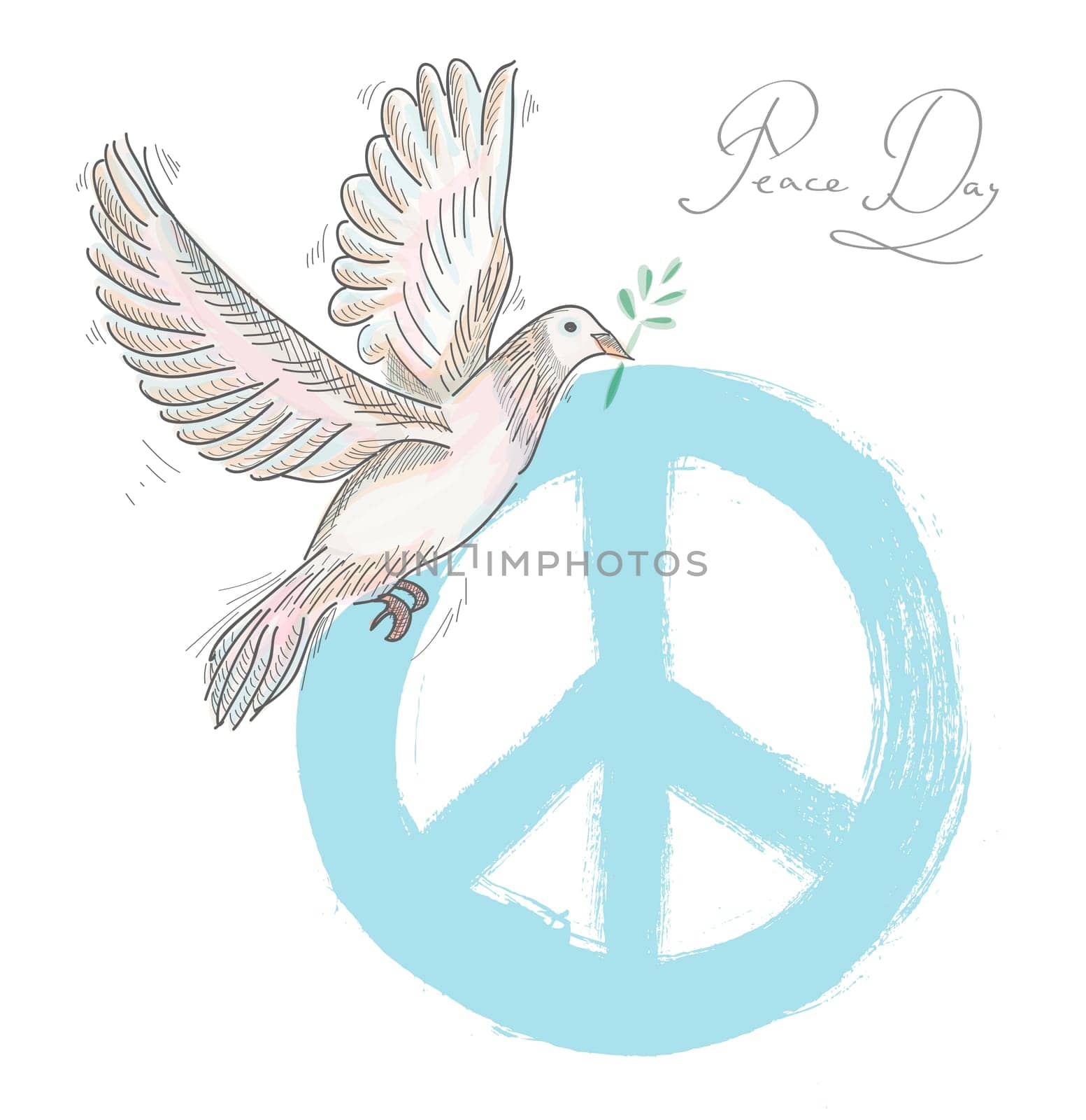 Hand drawn peace day composition