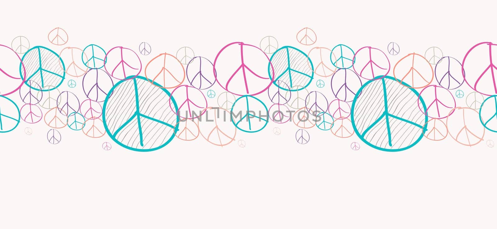 Sketch style peace symbols seamless pattern background. EPS10 Vector file organized in layers for easy editing.