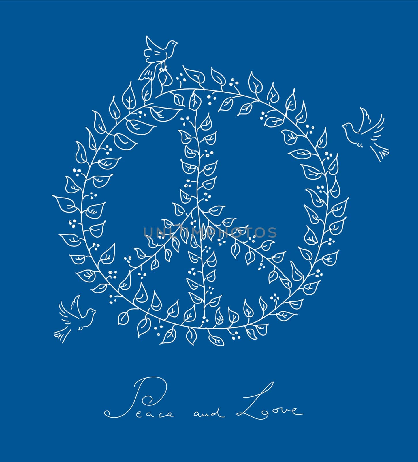 Sketch style peace and love composition