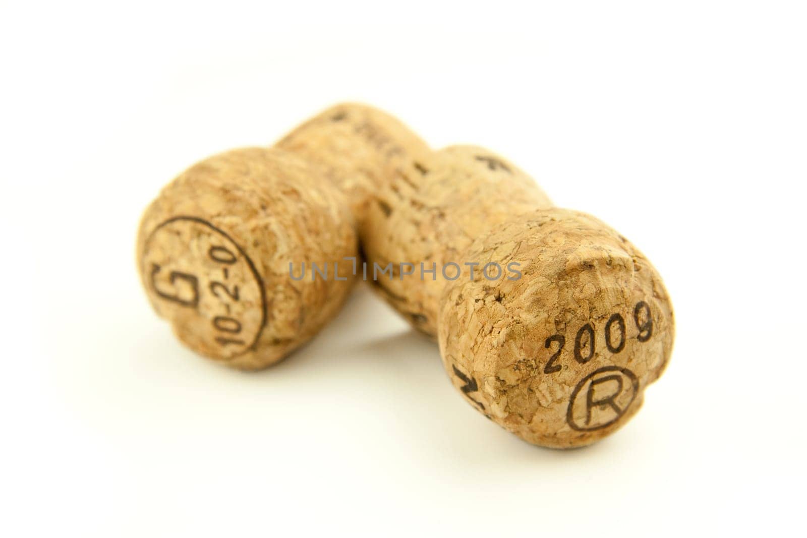 Champagne cork isolated on white background