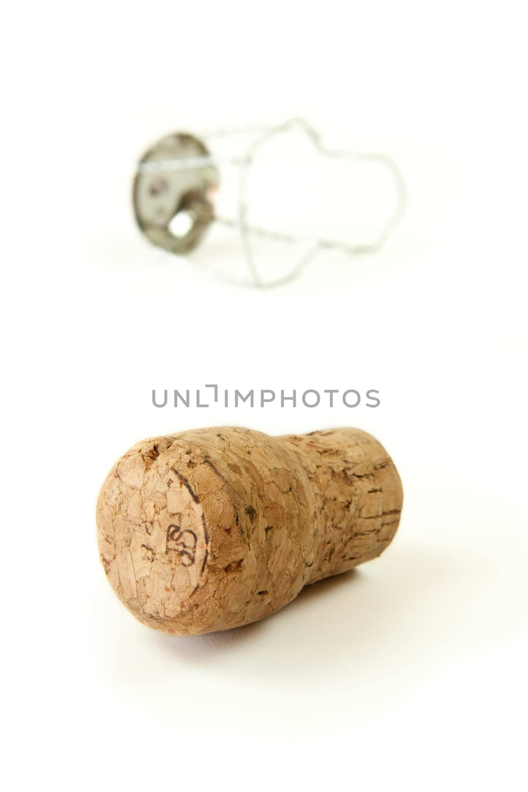 Champagne cork isolated on white background