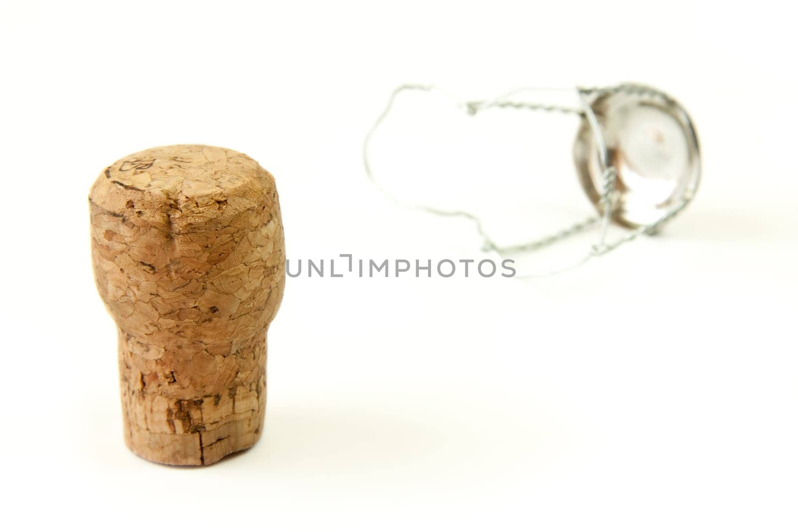 Champagne cork isolated on white background