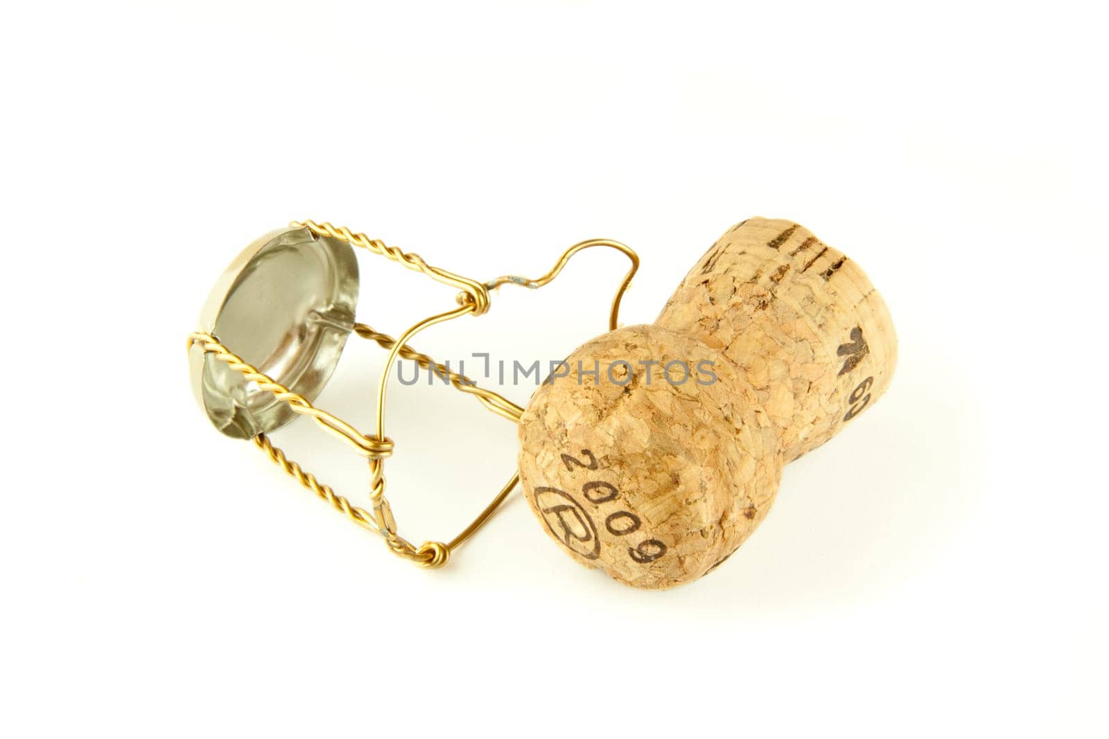 Champagne cork isolated on white background