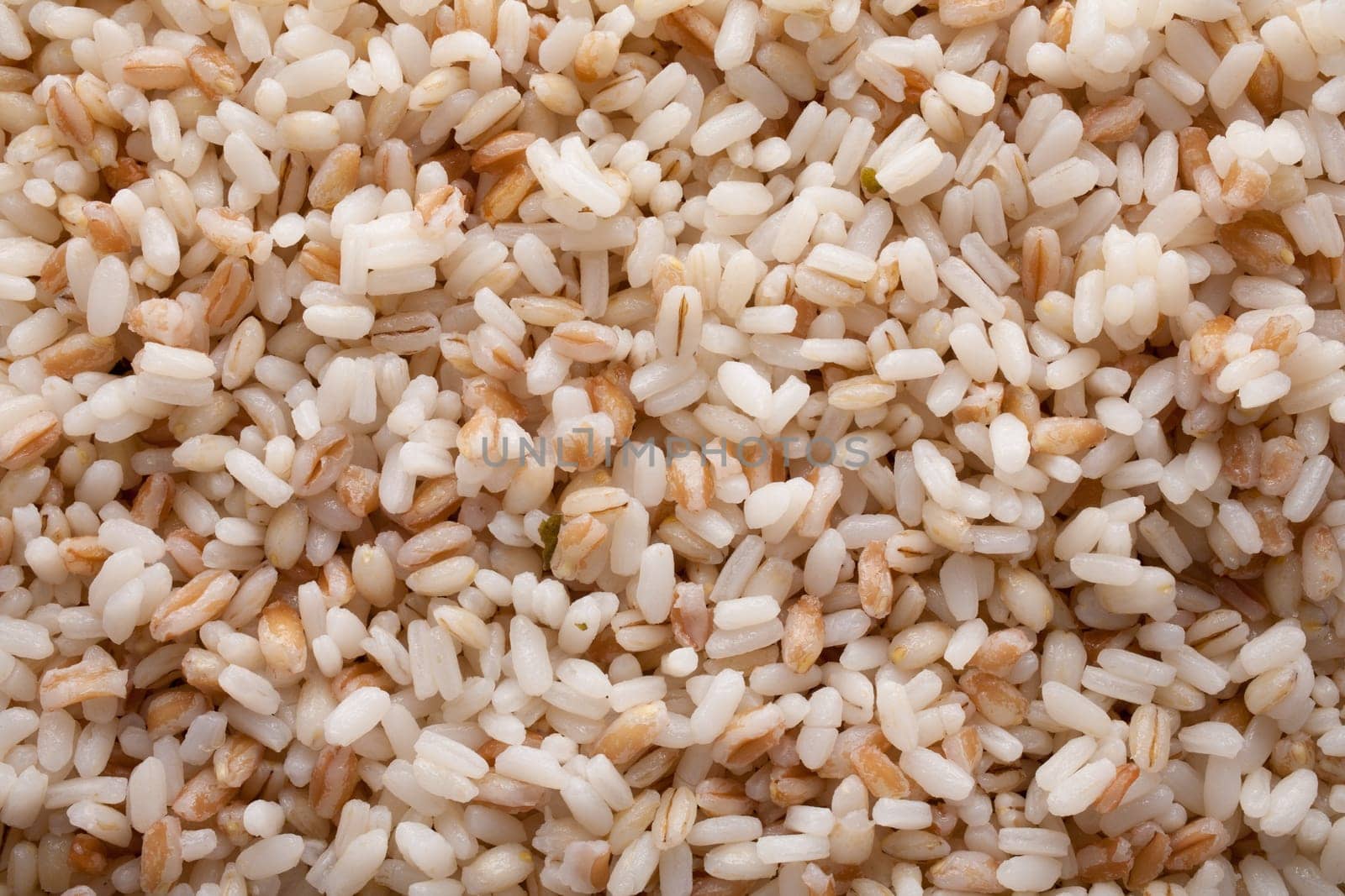 rice and hulled wheat texture close up