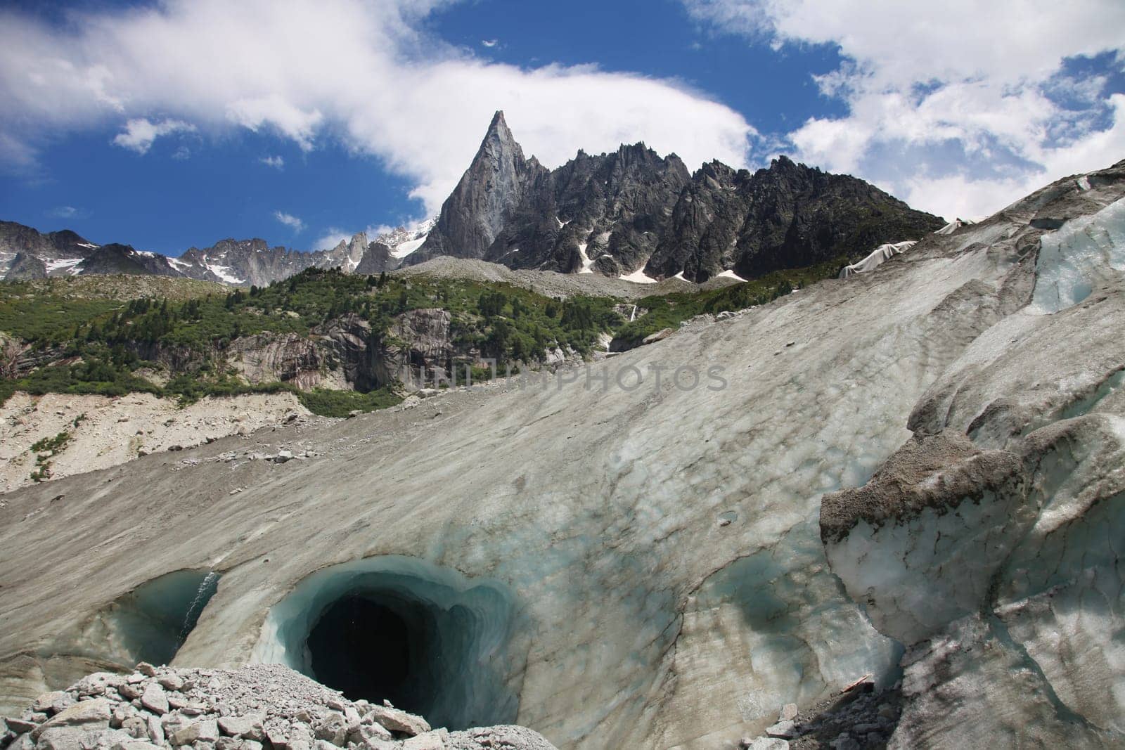 View on the mer de glace with les Dru in the background.
