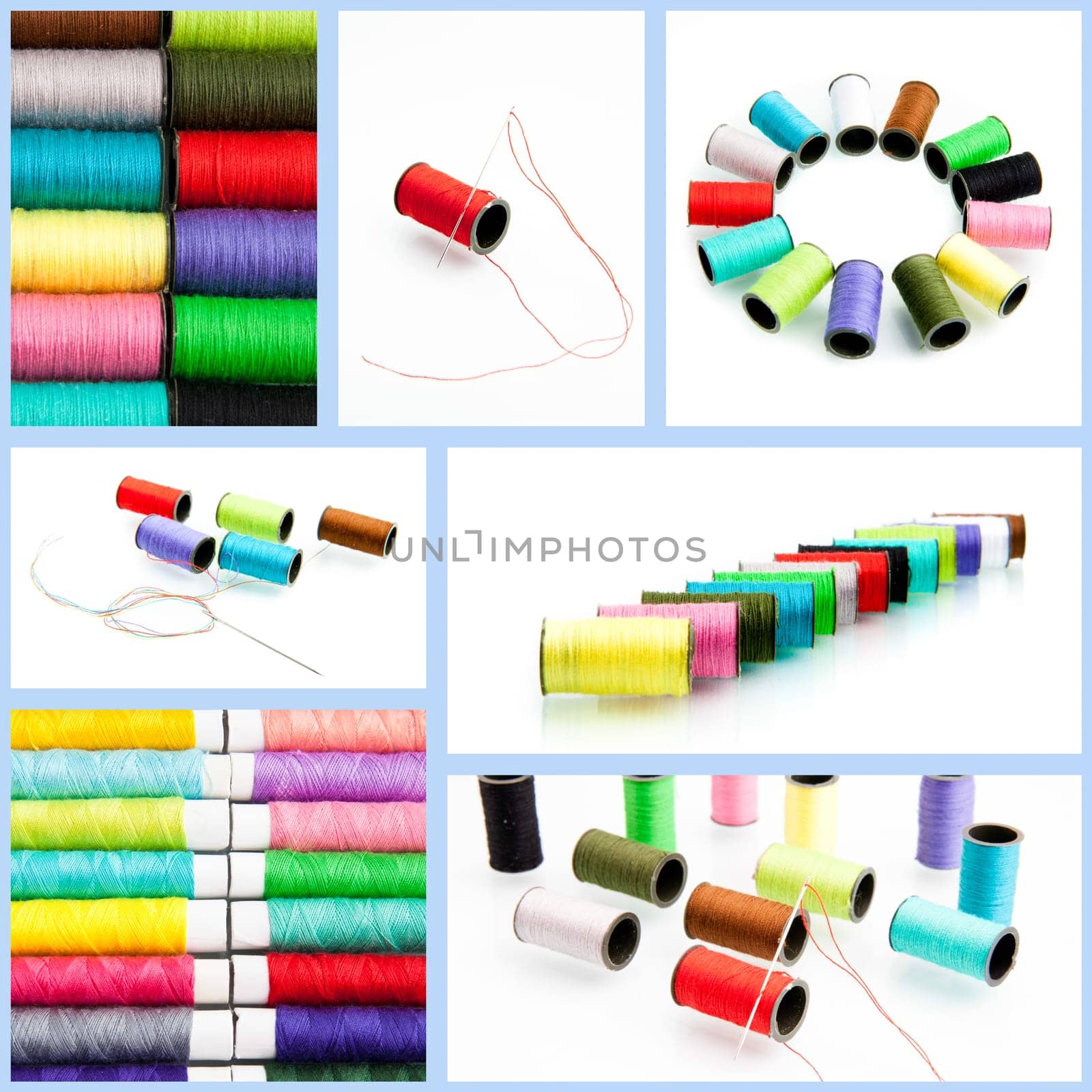 threads multicolored. collection of color thread isolated on white background