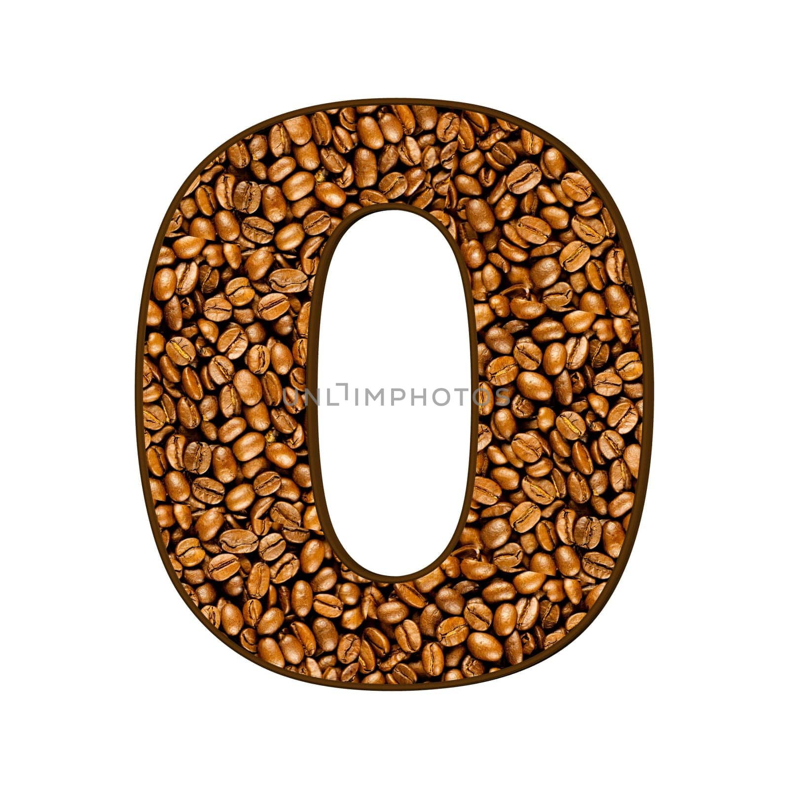 coffee letter on white.  One letter of  coffee alphabet. Letter A