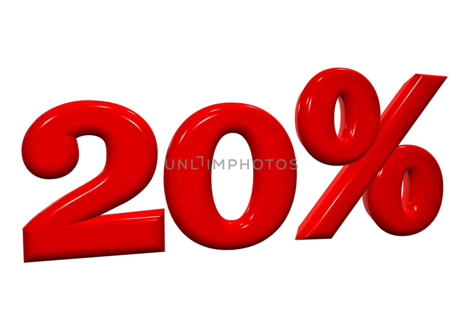 20 percent in red letters on a white background