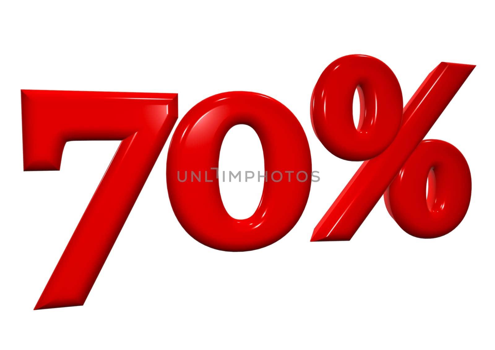 70 percent in red letters on a white background
