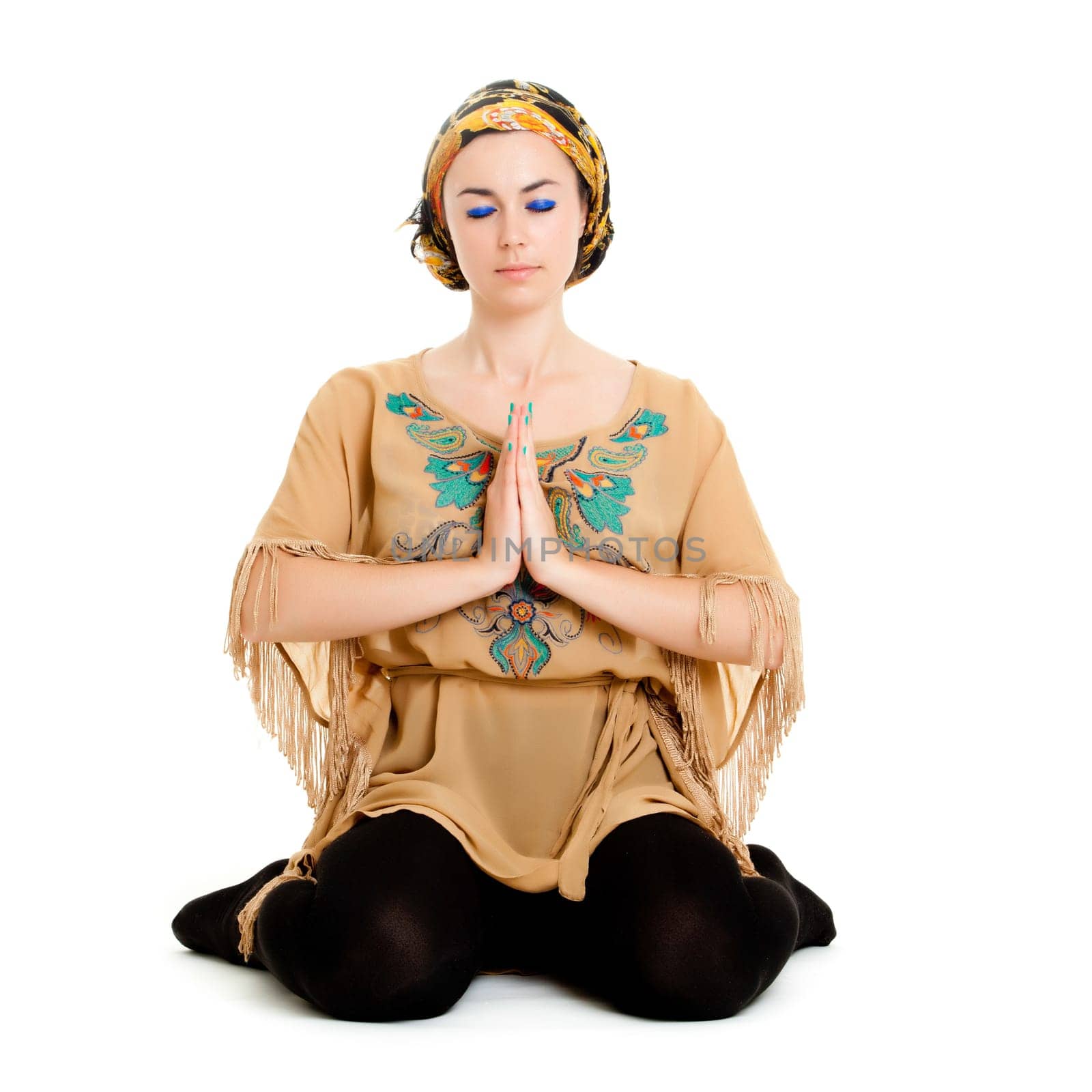 woman doing yoga. isolated on white background