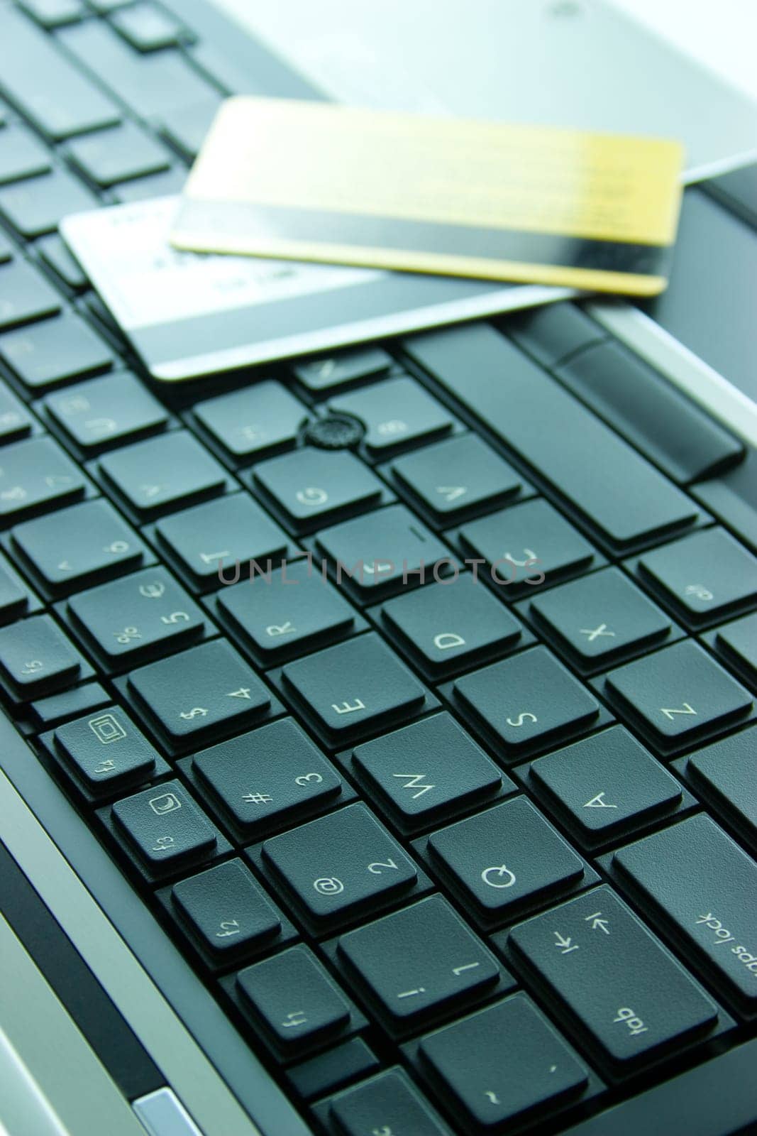Credit card on computer keyboard
