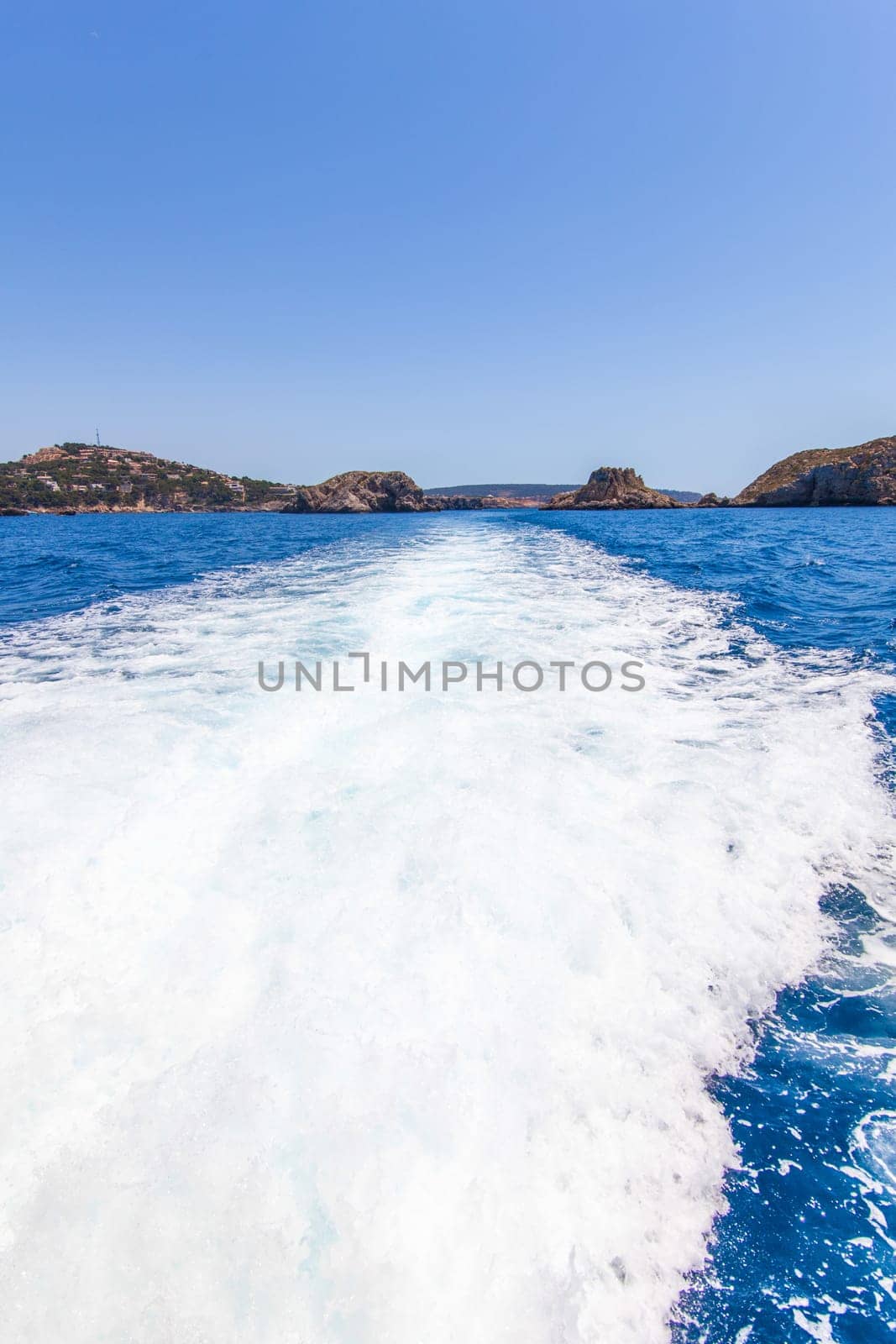The waves from a high-speed boat. waterway.  Sea Travel