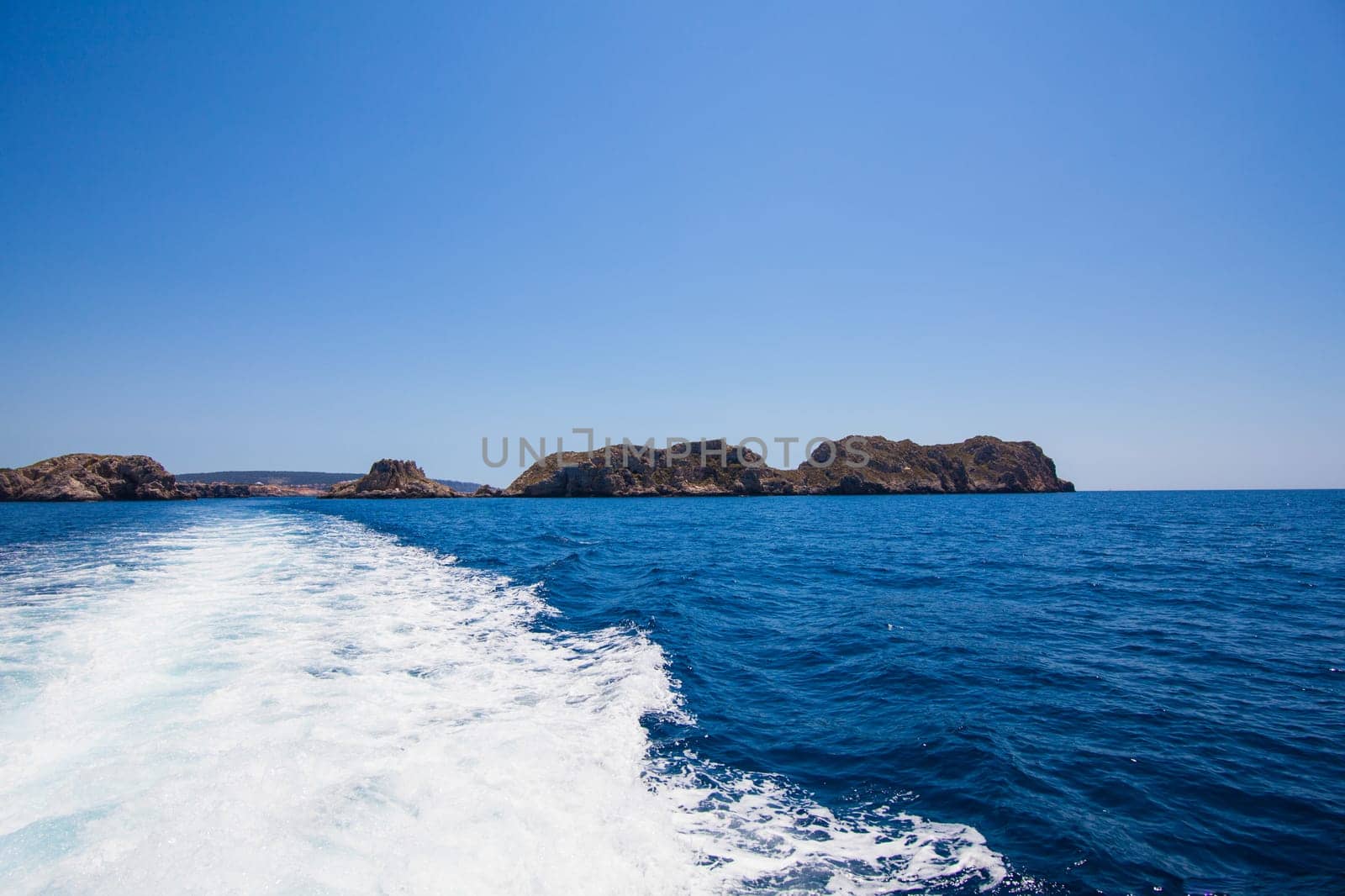 The waves from a high-speed boat. waterway. Sea Travel