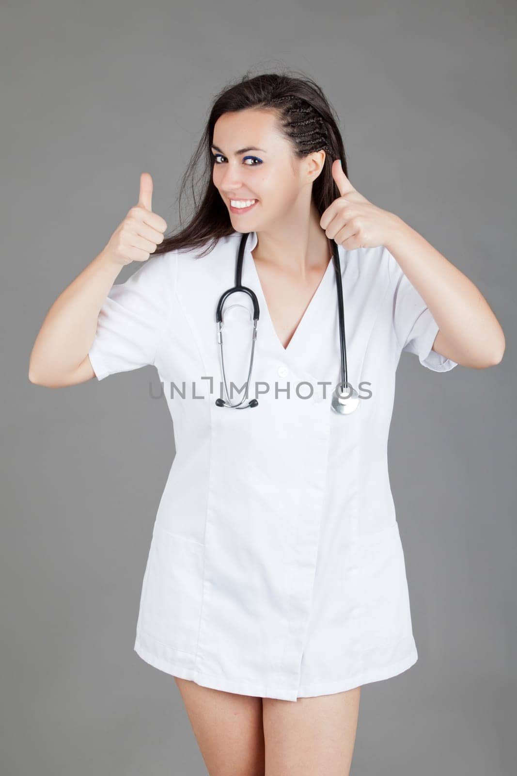 Portrait of a friendly female doctor. happy young smiling female doctor
