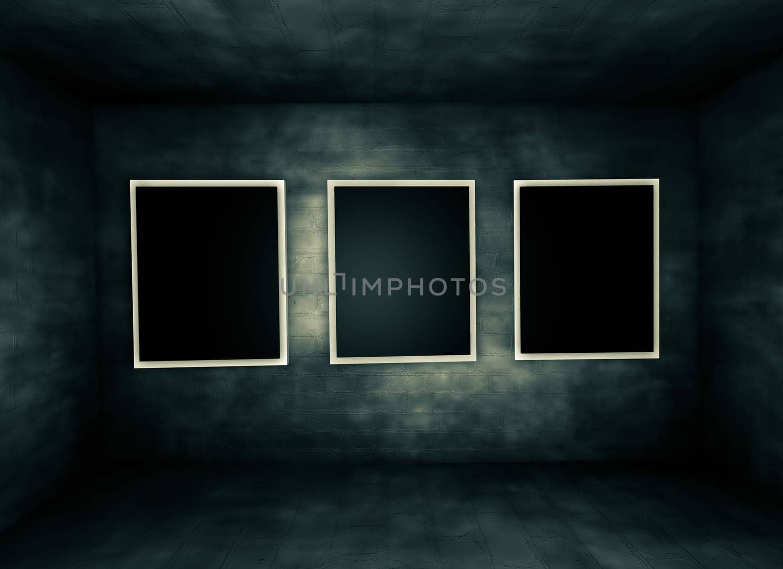 grunge wall with frames.
