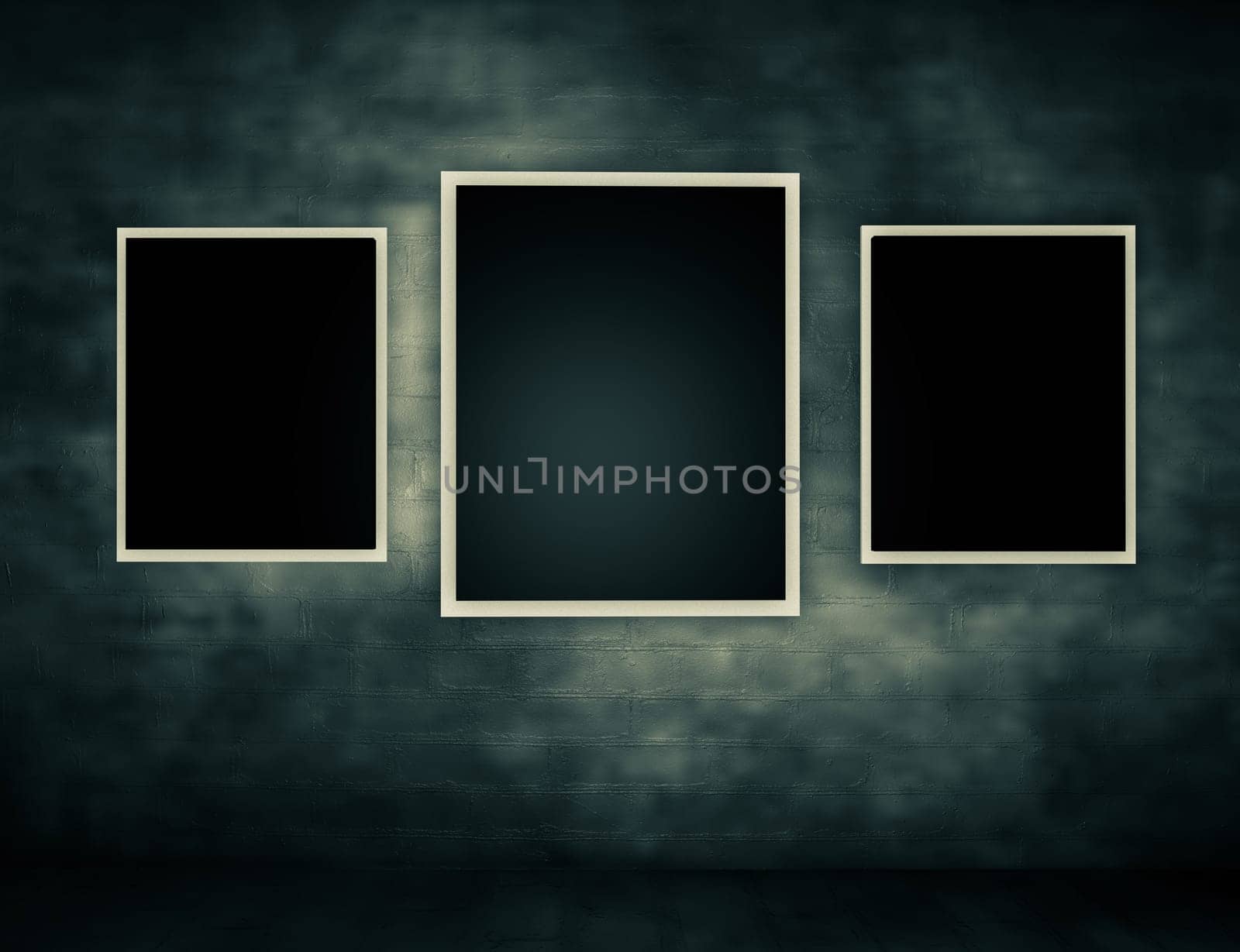 grunge wall with frames.