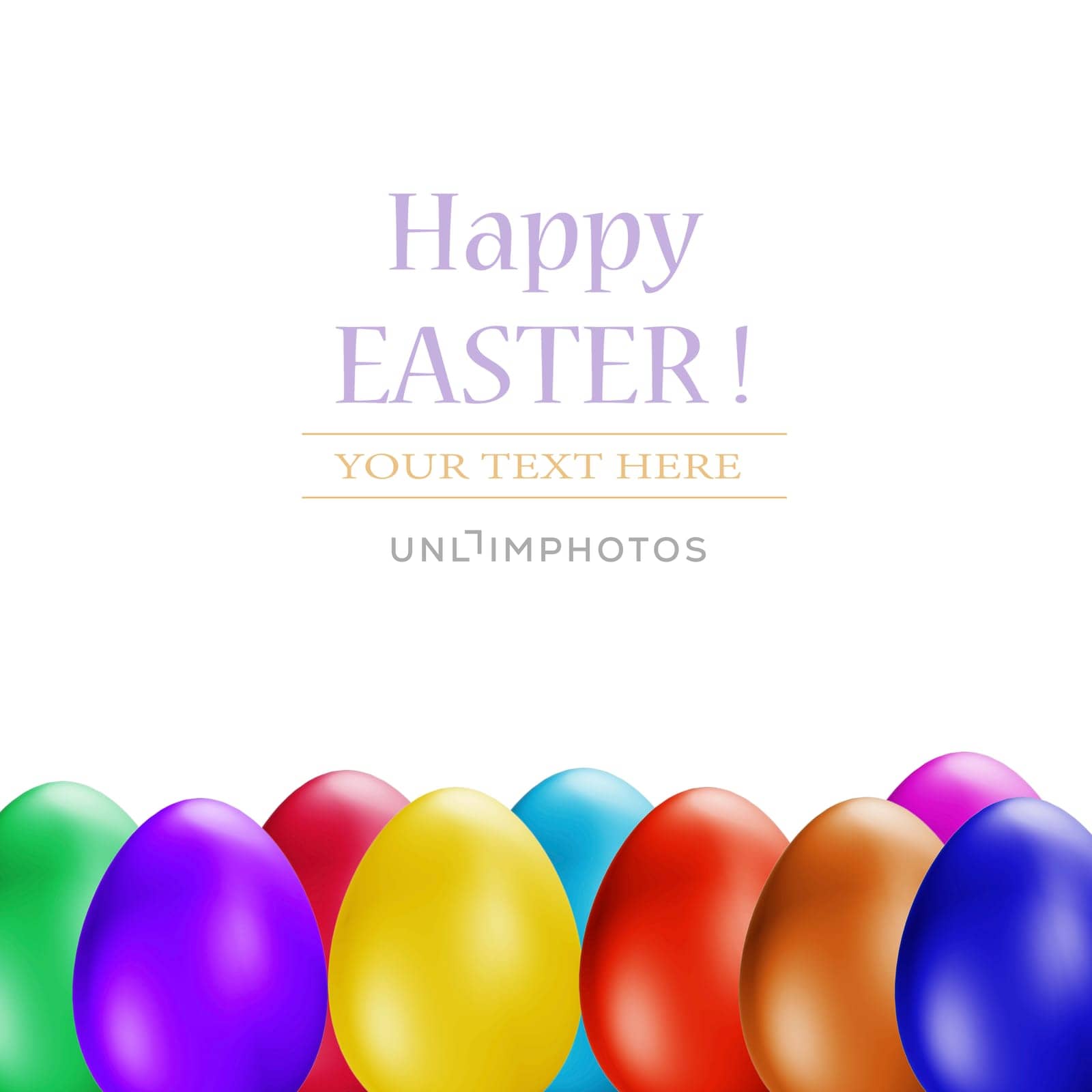 Easter Eggs on white background. Easter eggs border