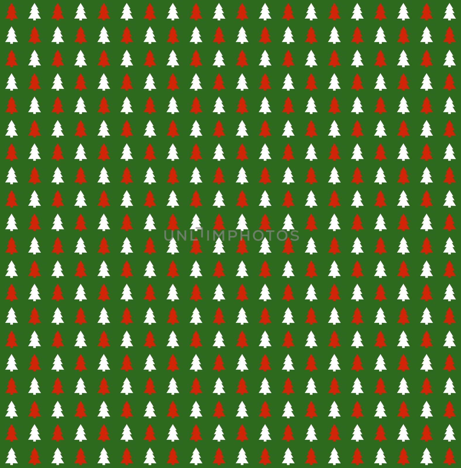 Green wrapping paper with red and white fir trees