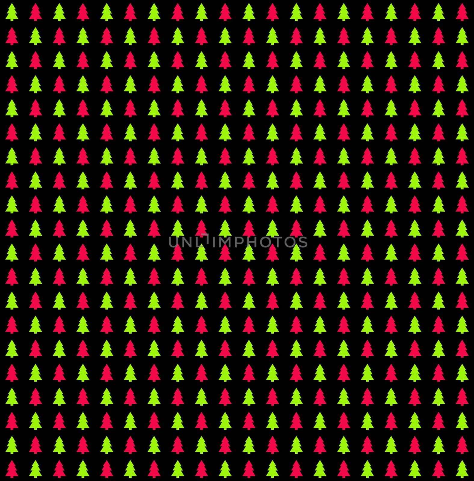Black wrapping paper with red and green fir trees