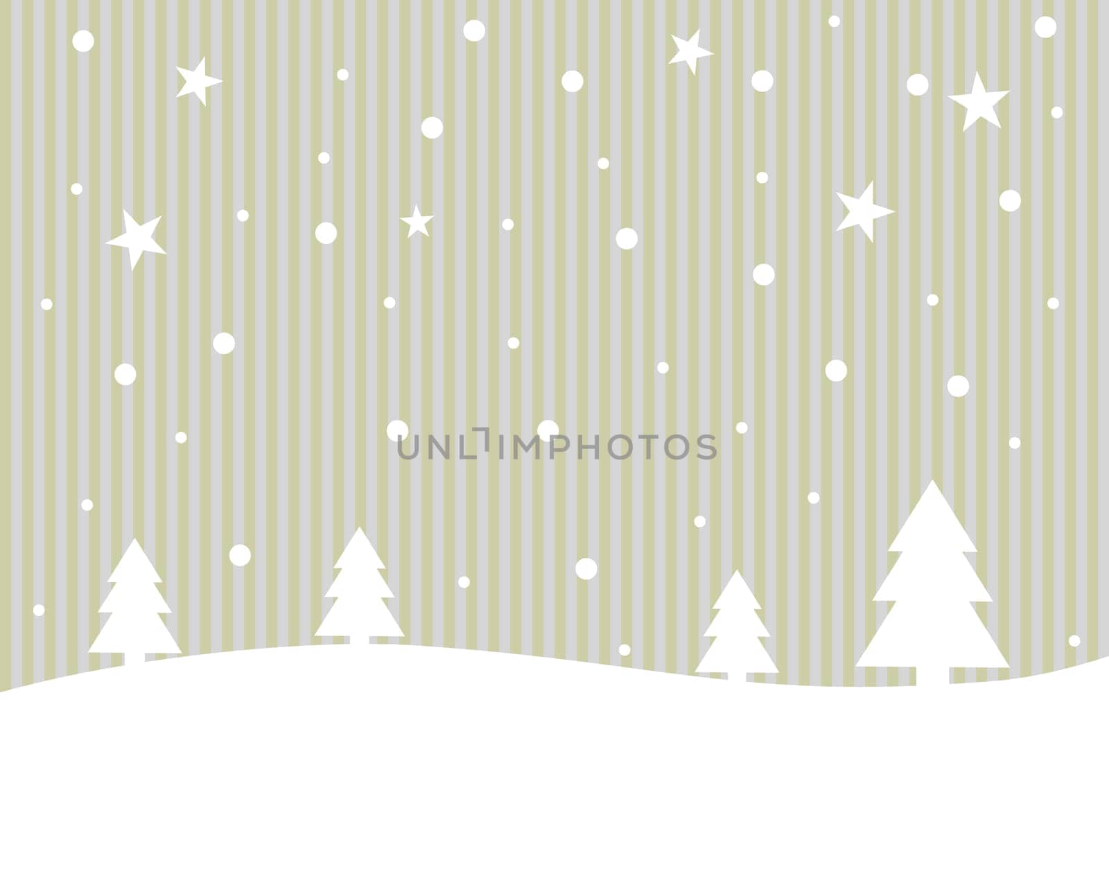 Elegant Christmas card with snowy winter landscape