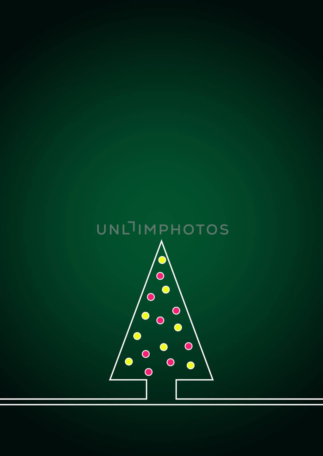 Christmas card dark green with Christmas tree