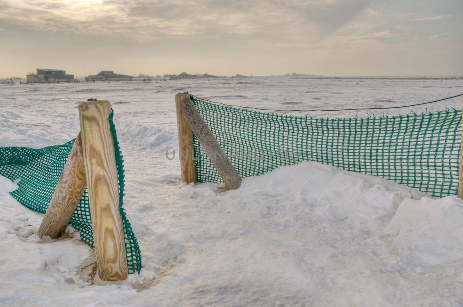 East Frisian wintry coastal landscape with fence in the foreground as HDRI  east frisian (germany) winter landscape with fence in the foreground HDRI composed