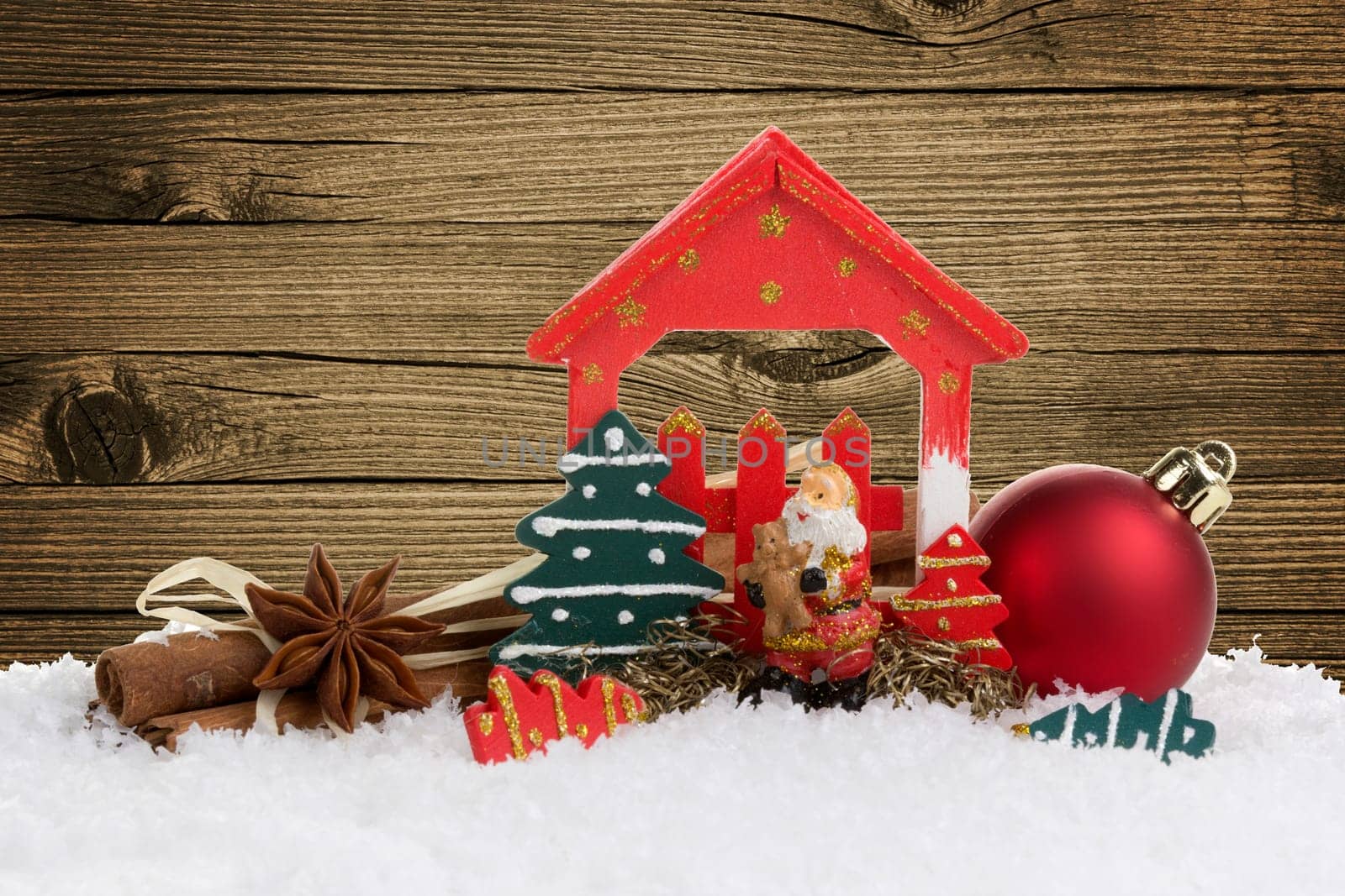 St. Nicholas,Santa Claus with decoration on a wooden background