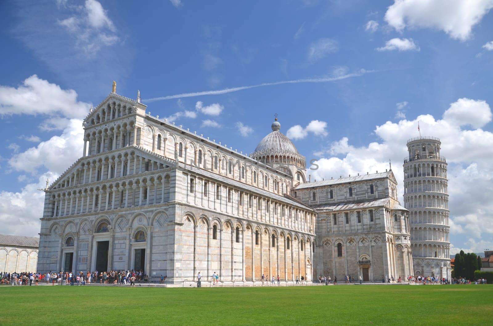 The Leaning Tower on Square of Miracles in Pisa, Tuscany in Italy